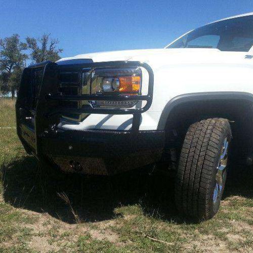 Fab Fours GS16-R3960-1 GMC Sierra 1500 2016-2018 Black Steel Elite Front Bumper Full Guard